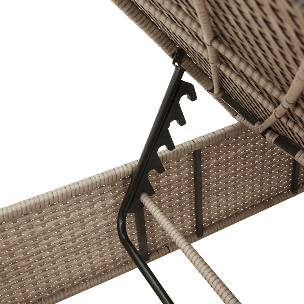 Sun Lounger with Cushion Beige Poly Rattan