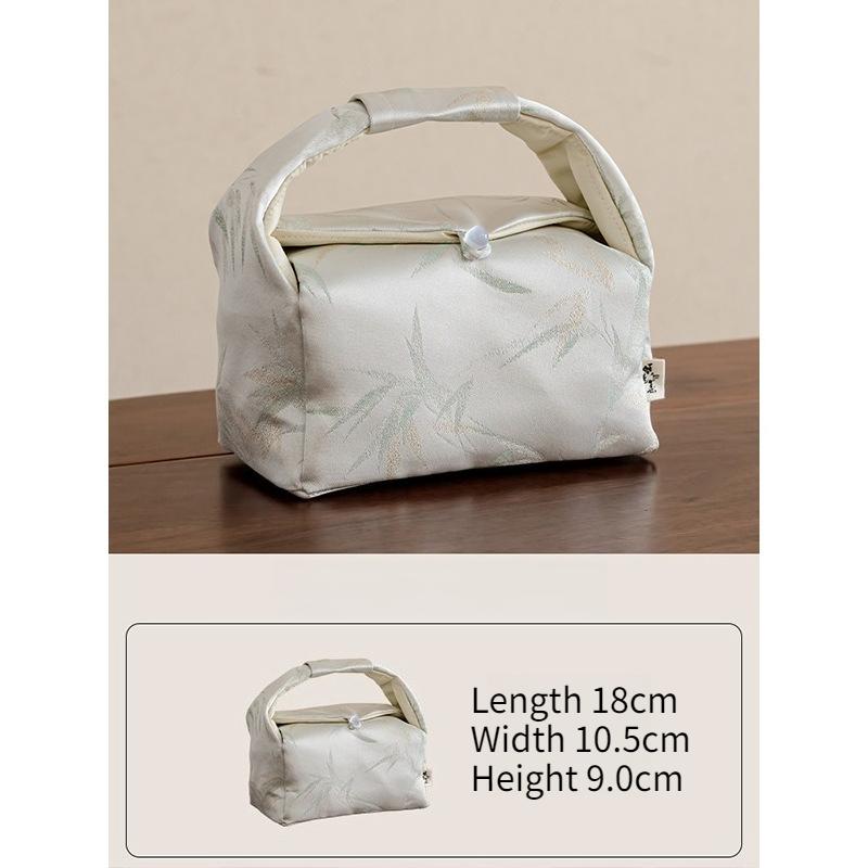 Вышитый парчой бамбуковый чайный набор, сумка для хранения, портативные дорожные сумки для хранения, посуда для напитков, чайная посуда, китайские традиционные грелки для чая