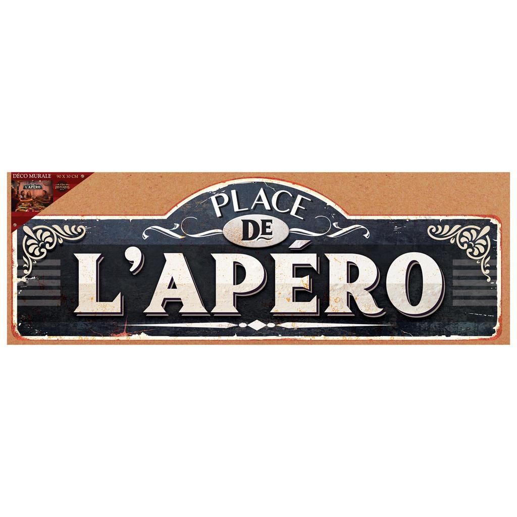 Les Trésors De Lily [A2200] - Металлическая табличка XXL «Place de l'Apéro» серо-синяя - 90x30 см