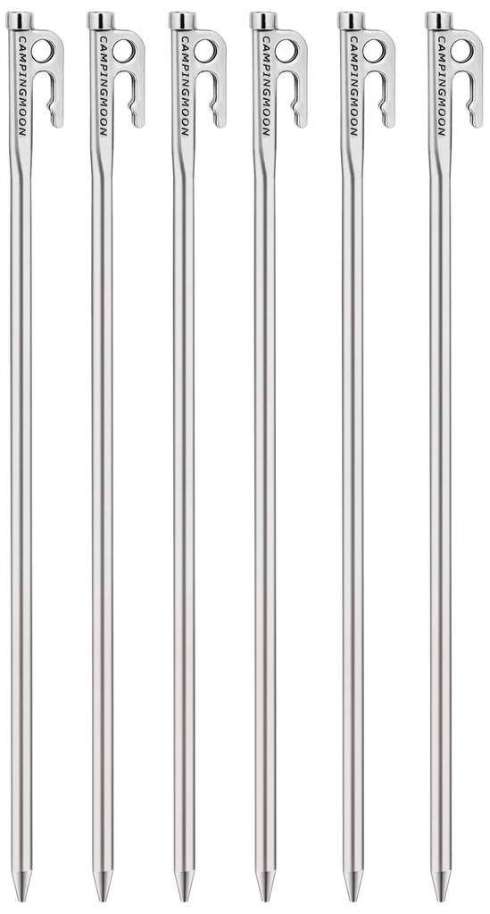 CAMPING MOON Martensitic Stainless Steel 420J Hardened Forged Peg 40cm Set of 6 Series Power Peg Ideal for Hard Ground R-40 R-40-6P