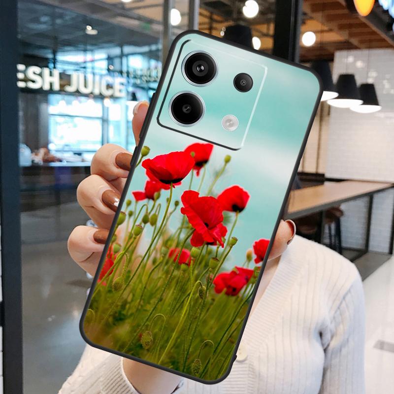 Красный Цветок Мака Чехол Для Xiaomi Redmi Note 13 Pro 12 11 9 10 Pro 9S 10S 11S 12S Redmi 12 10C 12C 13C Чехол