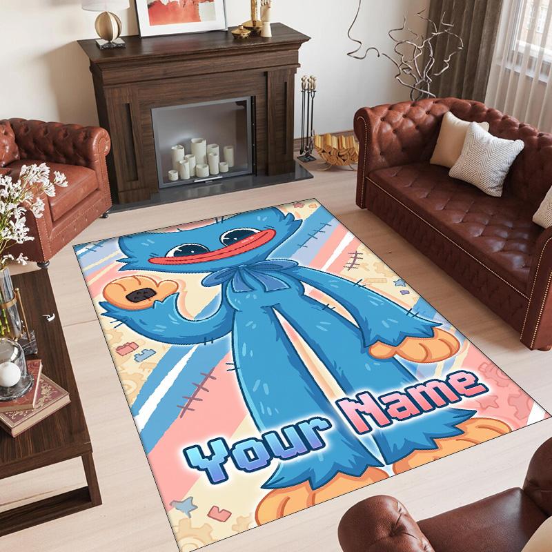 Personalized Crystal Velvet Carpet Custom Name Text,Poppy Playtime Anti Slip Area Rug For Home Decoration