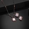 Designer Mangalsutra Square Rose Gold Plated Zircon Necklace Set For Women