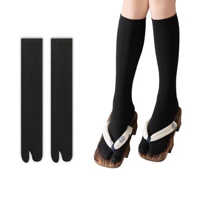 CICIFAUS Tabi Solid Long для 1 носка, Длинные, Двупалые, До середины икры, Черные, Рукав, Гета, В стиле аниме, Пара, 45-50 см