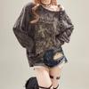 Y2k готический гранж темный ажурный футболка женская Harajuku ажурный с открытыми плечами сексуальные футболки осень панк буквенный принт топы