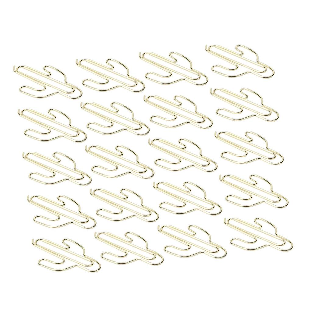 20Pcs Paper Clip Mini Innovative Cute Cactus Shaped Pin School Office Supplies Gold