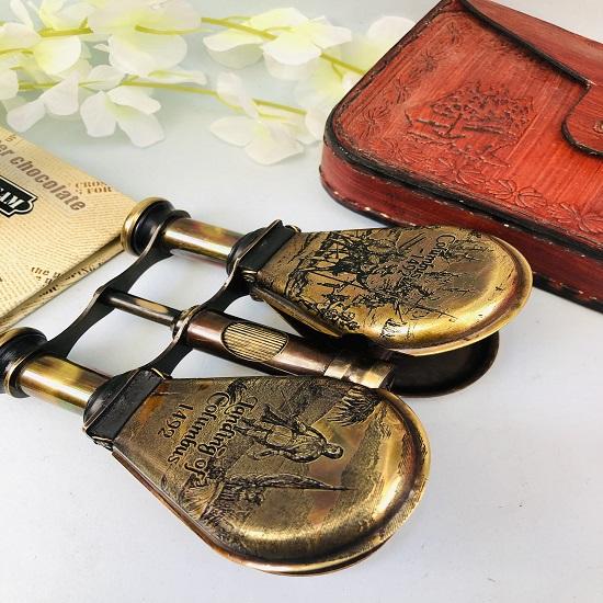 Vintage Portable Binocular Nautical Spyglass Glass Binocular for Hiking, Camping Columbus Binocular