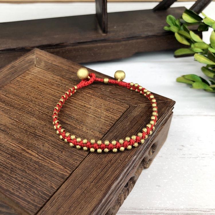 BLINGBAY Женский браслет из бисера Ретро браслет в непальском стиле Нефритовый агат Браслет-колокольчик ручной работы Женственные и универсальные украшения в этническом стиле