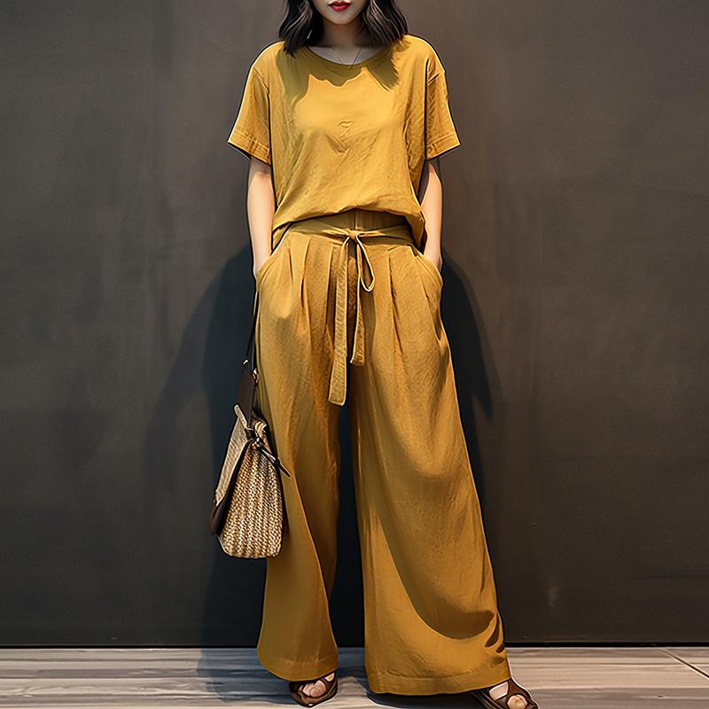 ZANZEA Женская блузка с коротким рукавом и брюки повседневные комплекты из двух предметов