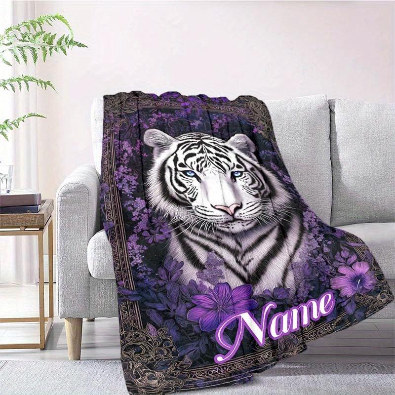White Tiger Customize Your Name Blanket Warm Comfortable And Soft Blankets Are Suitable For Home Lunch Break Blanket Office Sofa Sofa Gift To