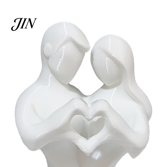 Non-fading Couple Figurine 3D Printed Heart Statue, Abstract Minimalist Lovers Embrace Figurine, Romantic Desktop Molded Statue Decor for Living Room