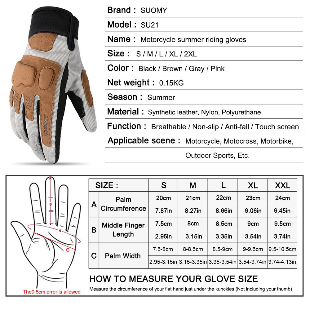 SUOMY Summer Breathable Motorcycle Gloves Men Touch Screen Motocross Guantes MTB Racing Bike Off-road Bicycle Cycling Gloves