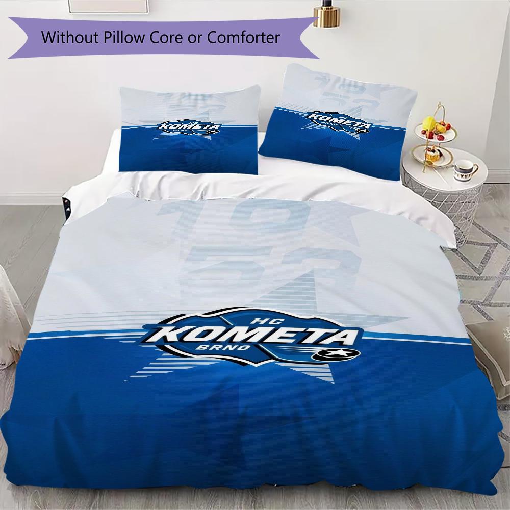 HC Kometa Brno Pattern Bedding uilt Set uilt Cover Pillowcase Home Decoration Birthday Gift (1 * duvet cover + 2 * pillowcase without core)