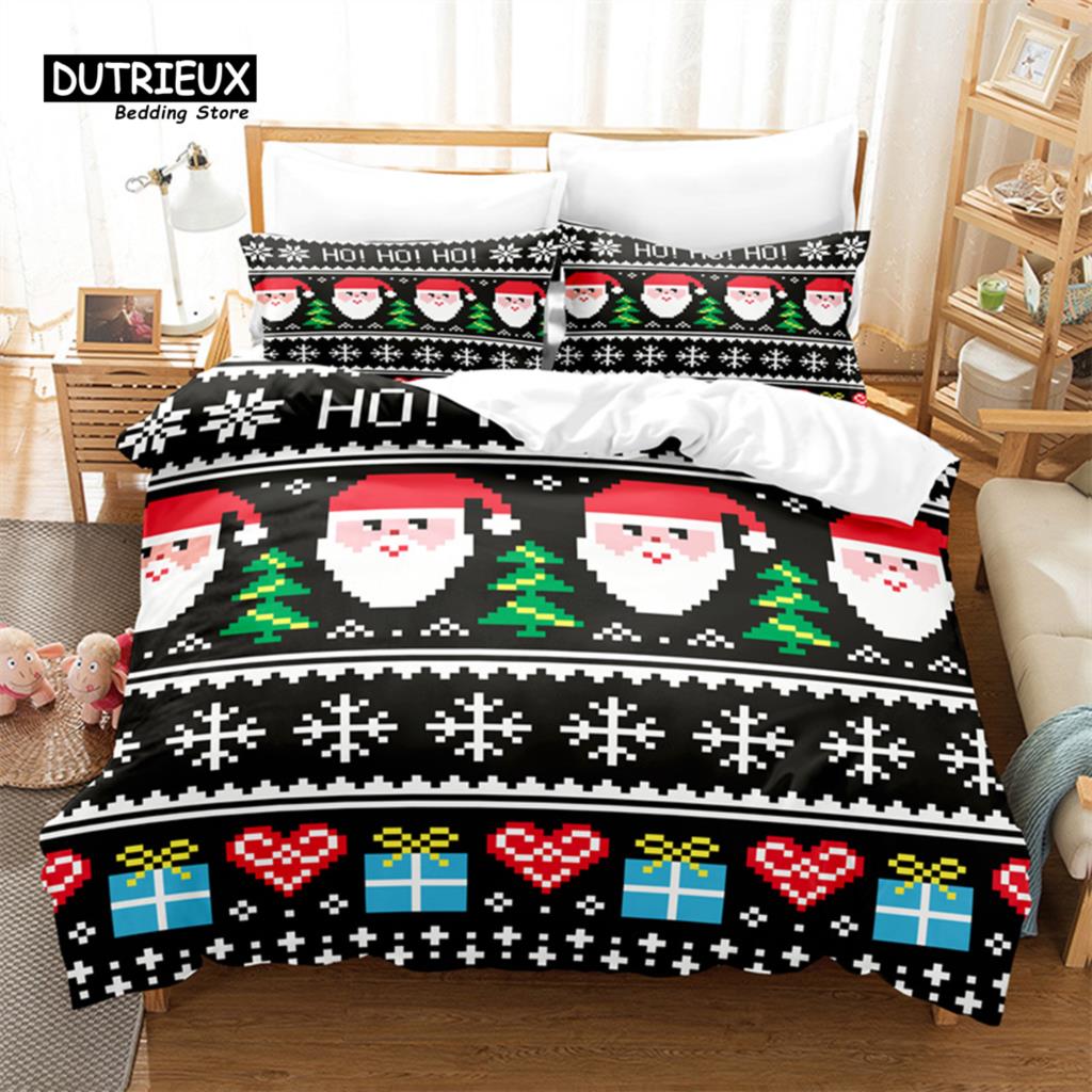 Рождественский комплект постельного белья, комплект пододеяльников Pixel Christmas, мягкий, удобный, дышащий пододеяльник, для декора спальни и гостевой комнаты