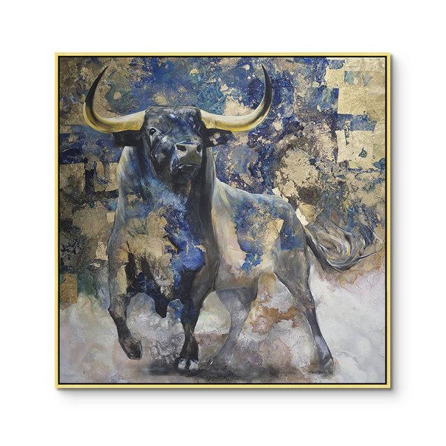 Abstract Bull Bullfight Oil Painting Printed Canvas Posters and Prints Cattle Wall Art Pictures for Living Room Office Decor