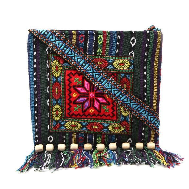 Unique Vintage Ethnic Shoulder Bag Embroidery Boho Hippie Tassel Tote Messenger