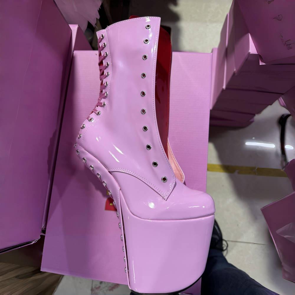 Without Boot 20CM High Pole Dance High Heels Size Sexy Front Lace Up Sexy Night Show Low Boots Heel Free YKC