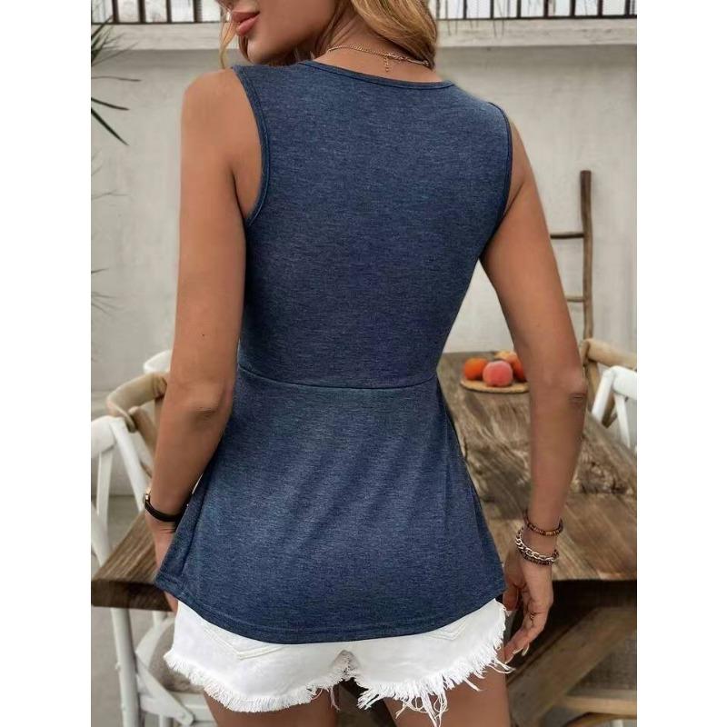 DAFIFY Женские модные повседневные летние весенние однотонные блузки и рубашки без рукавов с v-образным вырезом и принтом