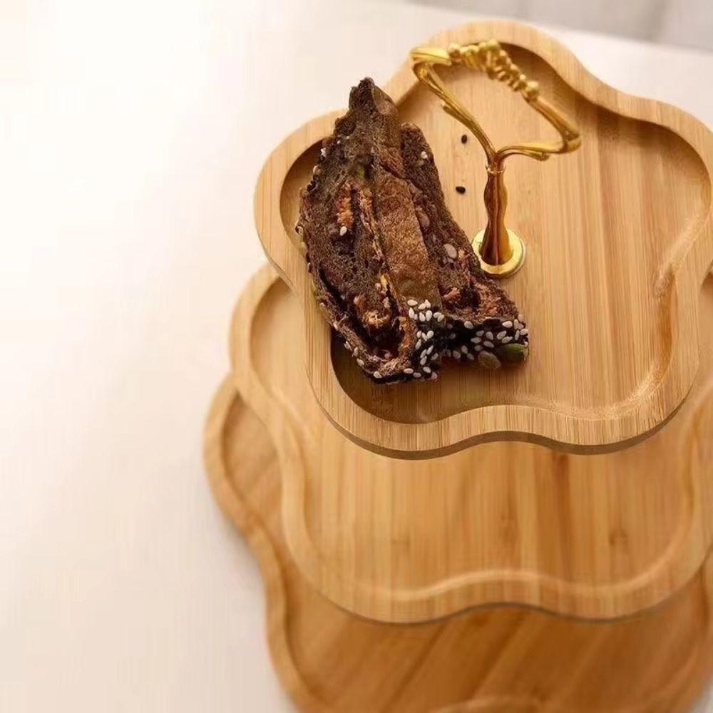 Цветочная подставка для тортов 2/3 яруса, большая корзина для сухофруктов, экологичная бамбуковая тарелка для хранения закусок, журнальный столик