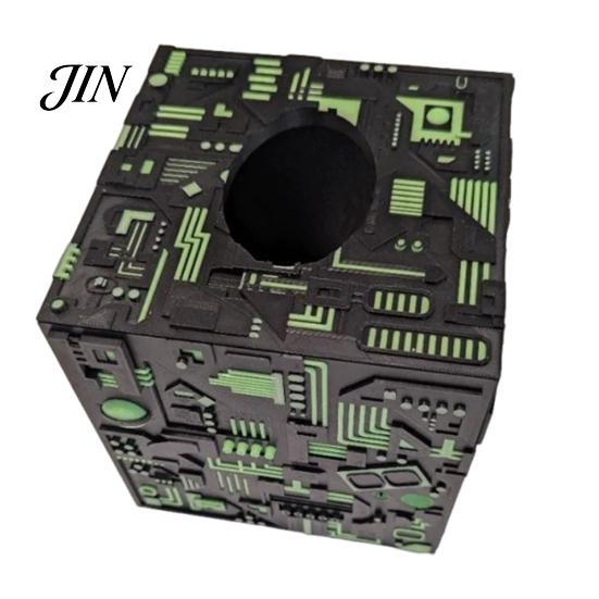 Sense of Future Tissue Box Sci-fi Theme Box, with Smooth Paper Extraction, Large Capacity Cubic Design Trendy Organizer, Hard Shell Durable