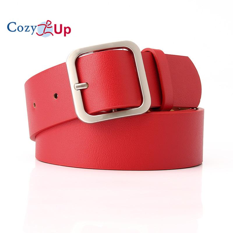 Cozy Up Женский ремень в стиле ретро, ​​простой универсальный ремень из искусственной кожи с квадратной пряжкой