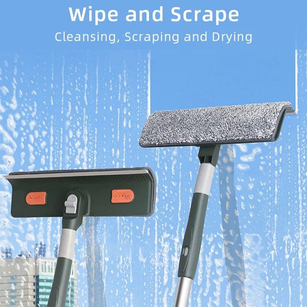 Extension Pole Window Cleaner Rotatablewith Silicone Scraper Glass Cleaner Brush  Cleaning Tool