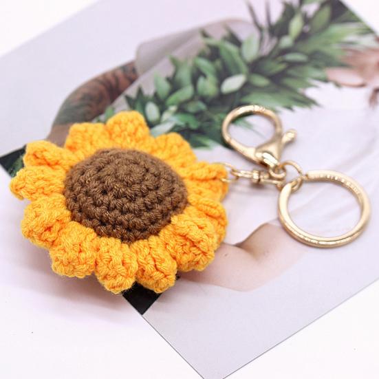 Брелок Подвеска Вязание крючком Подсолнух Форма Брелок Декоративные Подвески Сумки Телефоны Автомобили Аксессуары