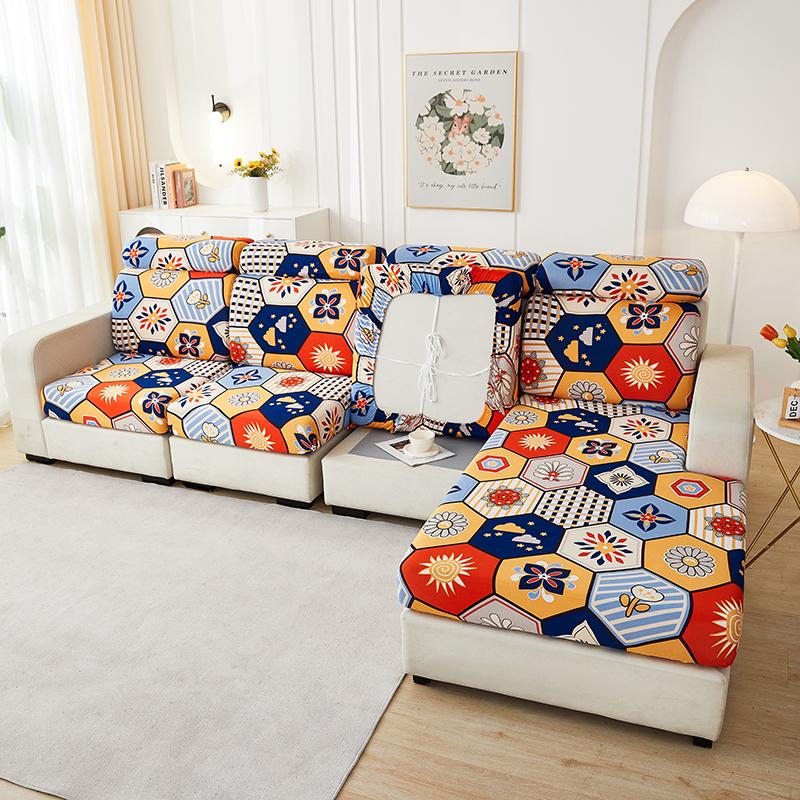 Геометрический чехол на подушку сиденья дивана, защита для мебели, высокоэластичный чехол для дивана для домашних животных, детей, эластичный, моющийся, съемный накидной чехол