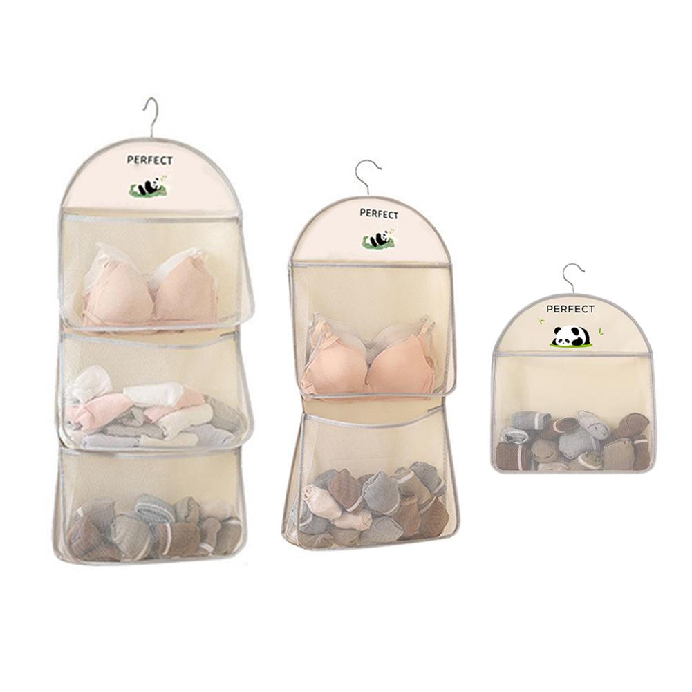 1/2/3Layers Wardrobe Hanging Storage Bag Storage Mesh Bag Socks Organizer Closet Pocket Hanger Hanging Closet Organizer
