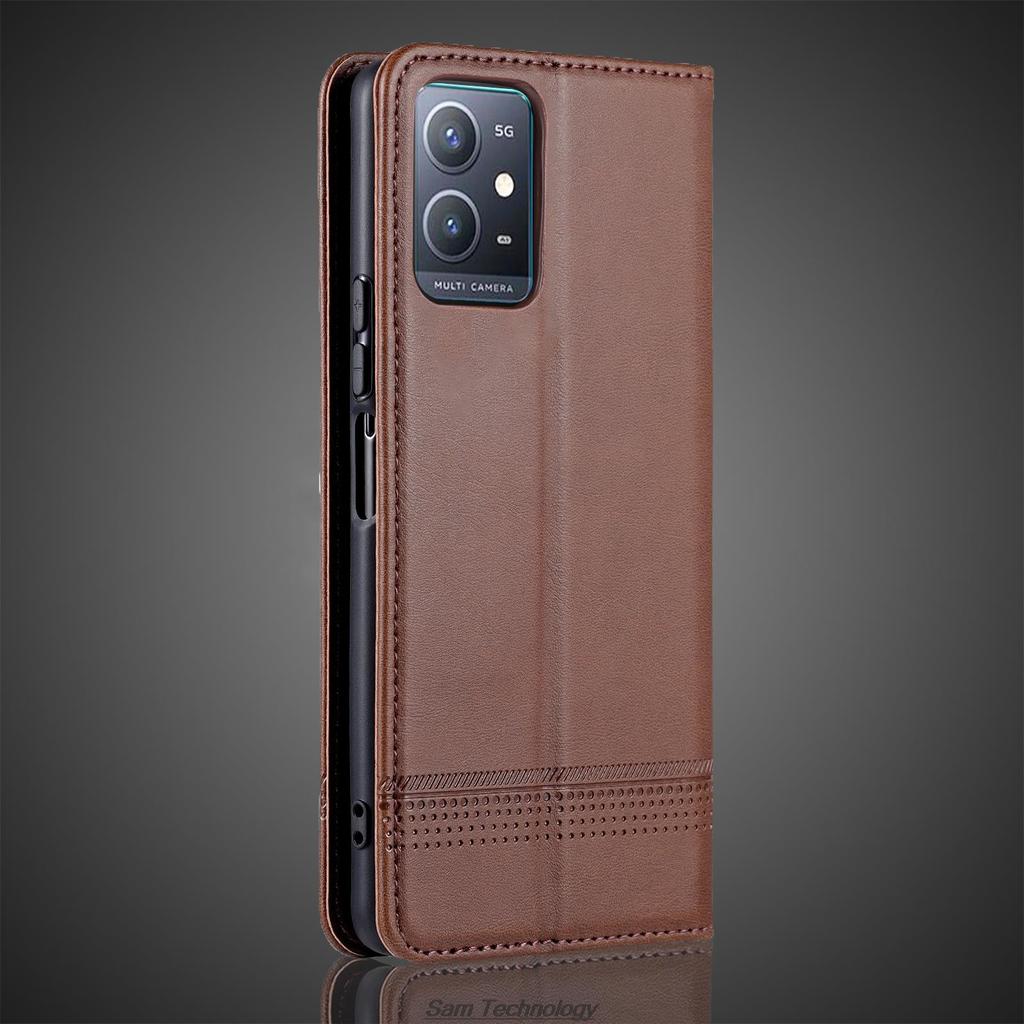 Роскошный магнитный адсорбционный кожаный чехол для Vivo Y75 5G / Vivo Y55 5G Flip Cover Защитный чехол Capa Fundas Coque