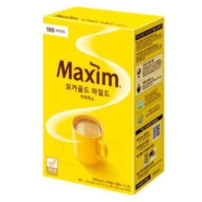 Maxim Mocha Gold Mild Coffee Mix 12 г x 100 стиков – растворимый корейский кофе с сахаром и сливками, мягкий и нежный вкус