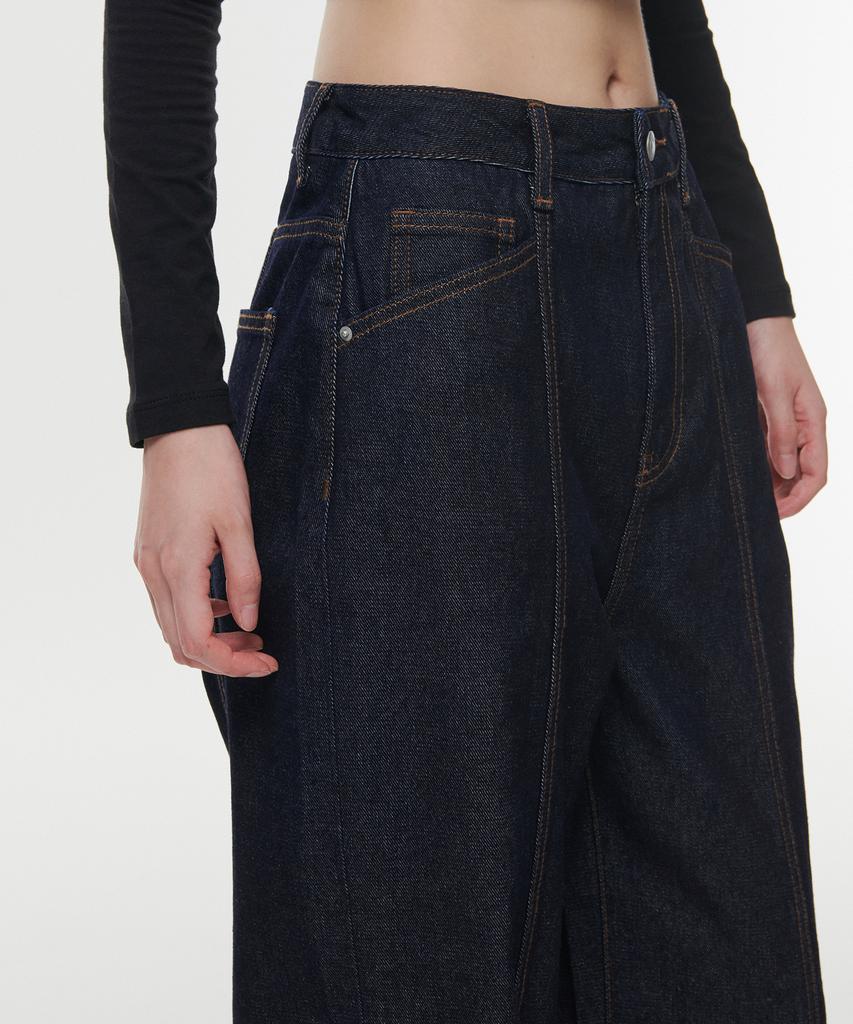 MUSINSA STANDARD WOMAN Women'S Panel Wide Denim Pants [Deep Indigo]