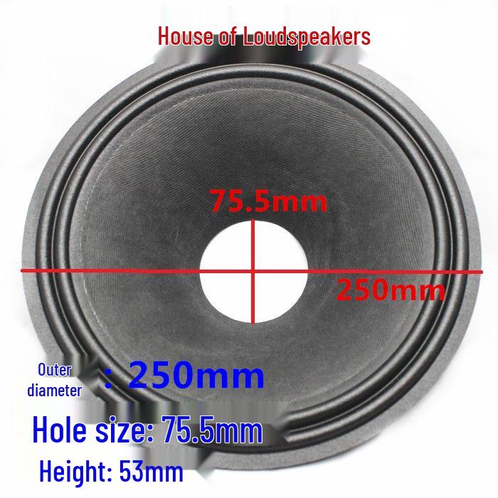10" Speaker Woofer with Thickened Paper Cone and 2-Fold Cloth Edge, Hole Size: 49.5mm-75.5mm Adjustable
