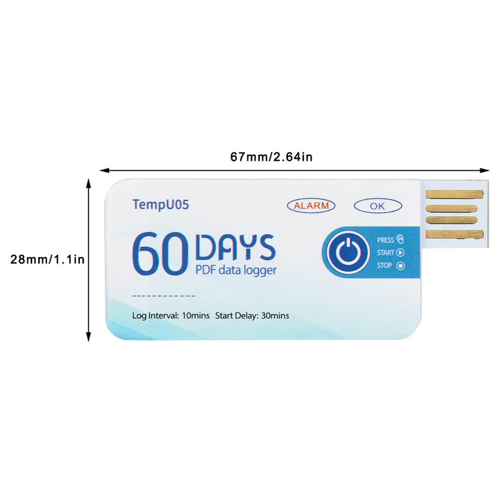 Temperature Data Logger USB PDF Report TempU05 Single Use Temperature Data Logger Disposable USB Temperature Recorder PDF Report