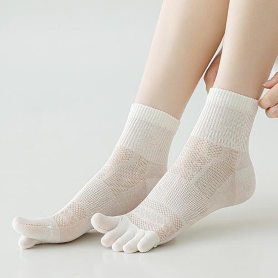 1 пара женских носков с пятью пальцами, ультратонкие, дышащие, влагоотводящие, средней длины, повседневные, однотонные, для спортзала, для фитнеса