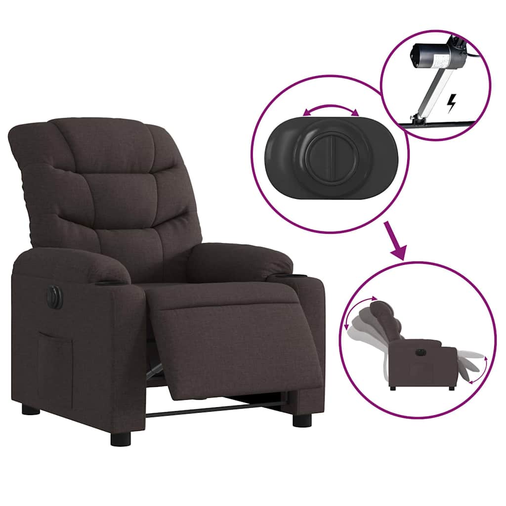 Electric Recliner Dark Brown Fabric