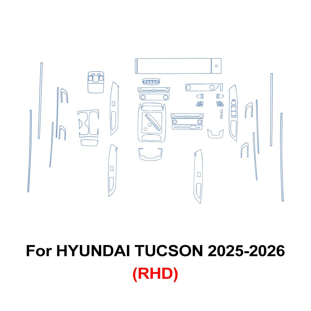 Прозрачная ТПУ пленка для интерьера автомобиля Hyundai Tucson 2025 2026 Панель переключения передач Центральная консоль навигации GPS Готовая вырезка Аксессуары PPF