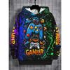 Children Unisex Spring / Autumn 3D Cartoon Game Controller Print Long Sleeve Hoodie for 2025-2026
