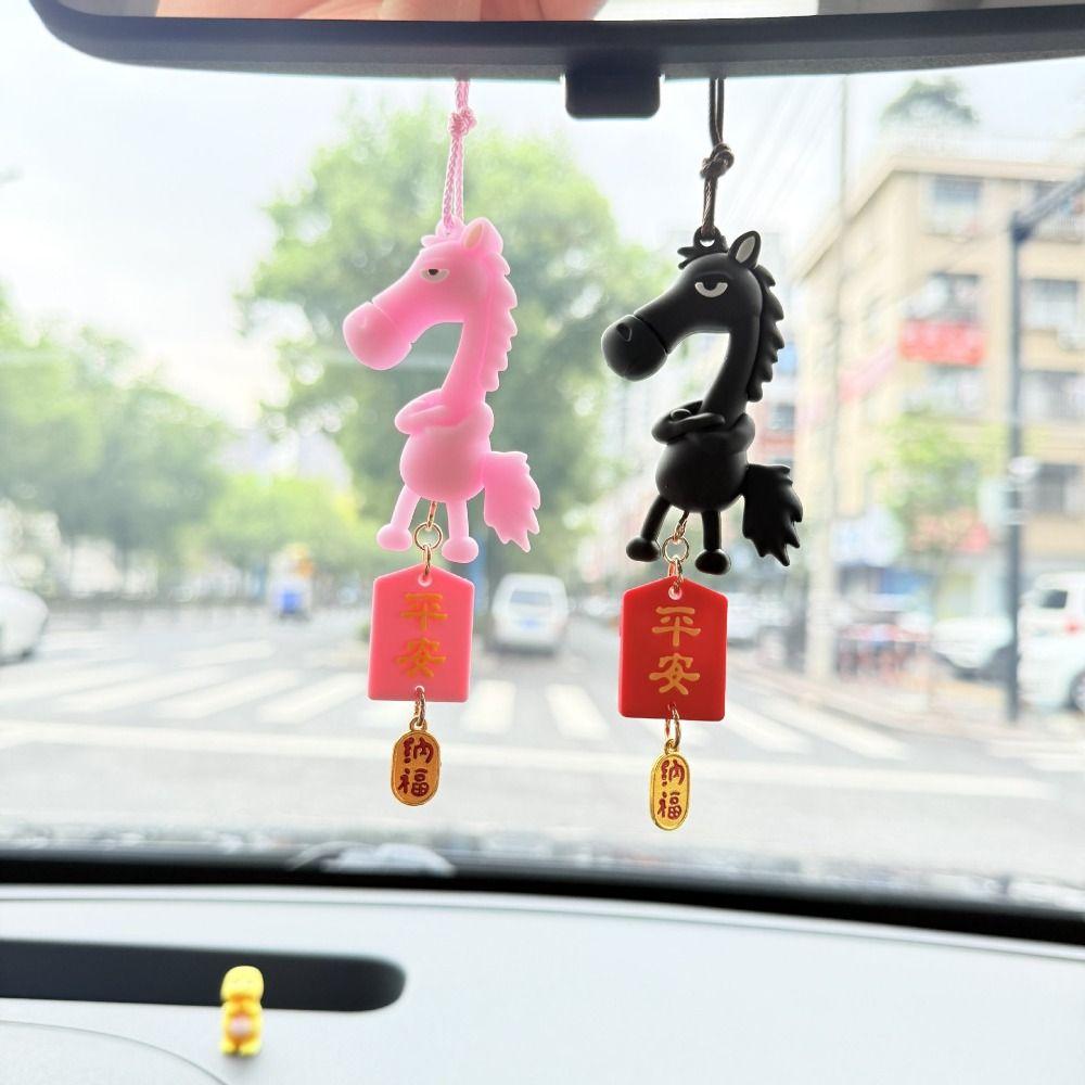 Traditional Spring Festival Car Hanging Pendant Zodiac Pony Figurine Car Ornament New Year Gift
