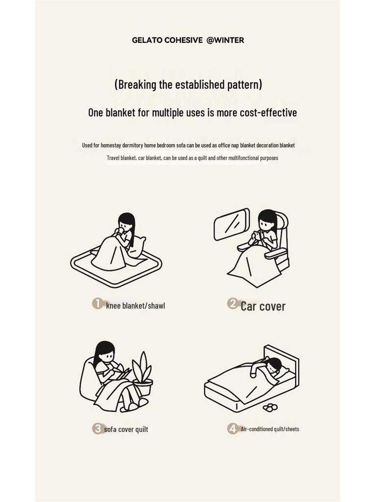 Yunjin Double-Sided Winter Fleece Blanket - Thick, Cozy Sofa Throw & Office Shawl