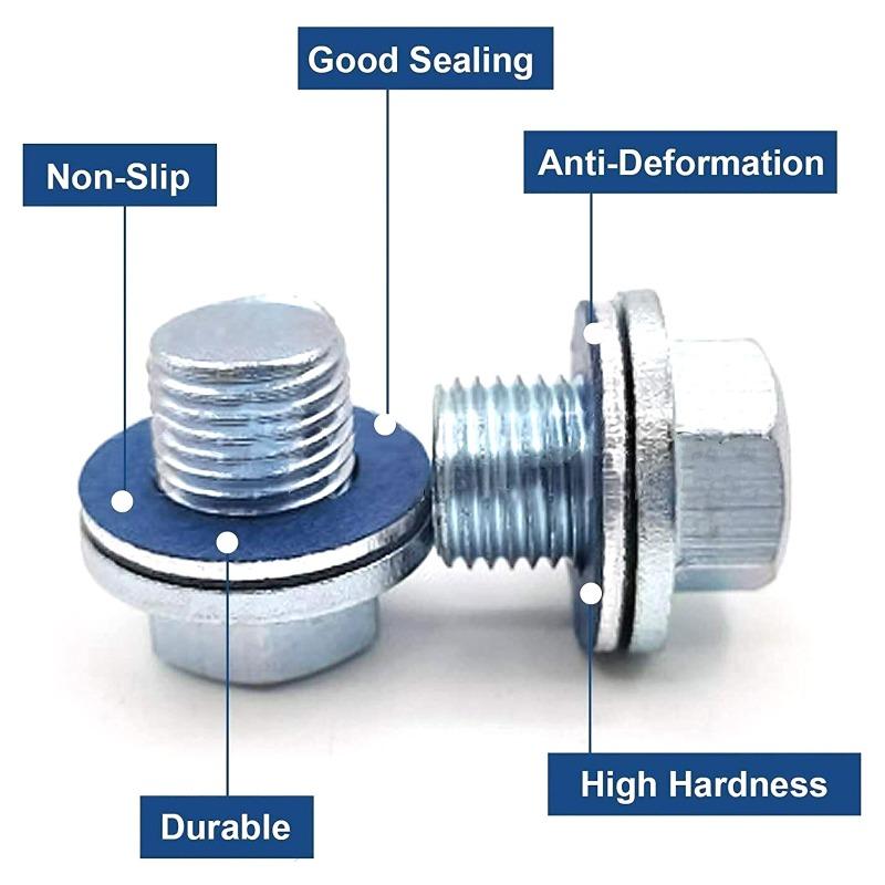 Threaded Oil Drain Pan Plug Gasket Assembly Kit For Toyota Aluminum Accessories Sealing Gasket Engine Parts Automotive Parts