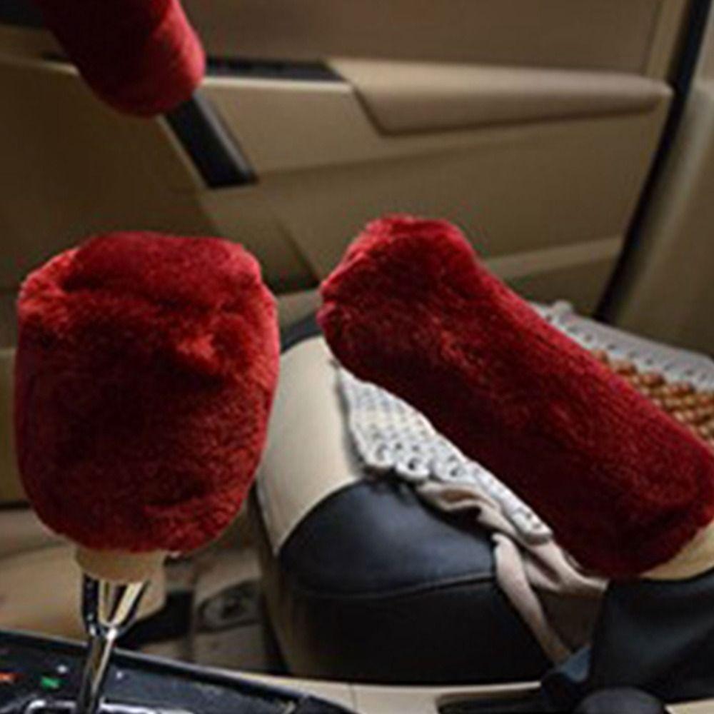 1 Pair of Soft Plush Handbrake Cover Set Warm Handbrake Grip Covers Automatic Transmission