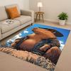 Kawaii Capybara Art Cartoon Living Room Non-Slip Area Rug Soft Carpet for Bedroom Playroom Sofa , Easy Clean Home Decor Doormat