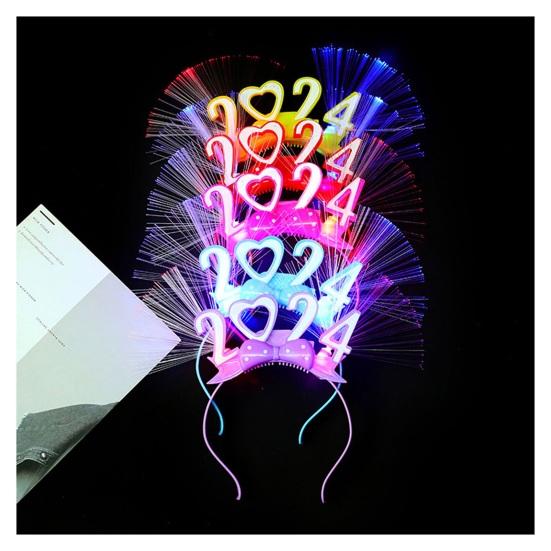2024 Новогодняя вечеринка, повязка для волос с блестящими блестками, светодиодная эластичная противоскользящая светящаяся лента для декора с бантом, легкая повязка для волос, реквизит для фотосессии, подарок, аксессуары для волос