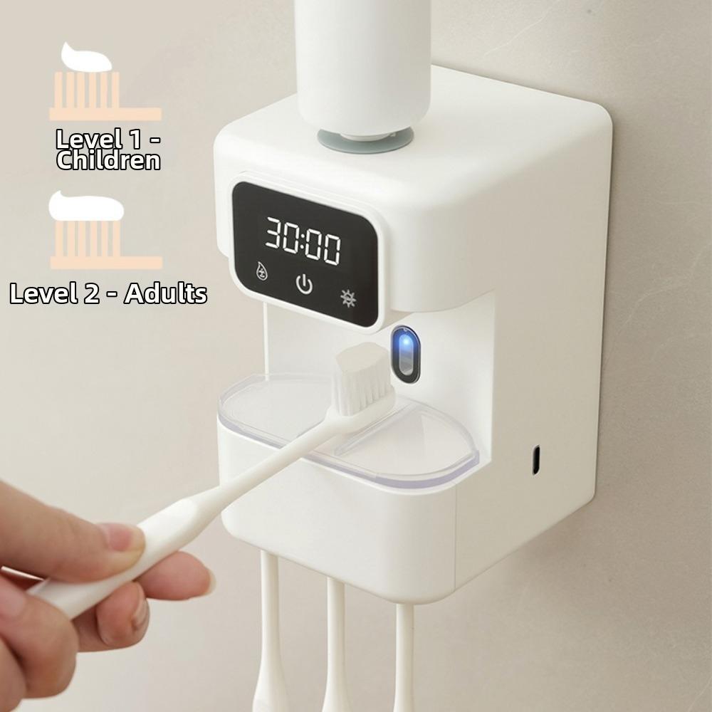3 Toothbrushes Slots Toothbrush Sterilizer Rechargeable Toothpaste Dispenser Adults