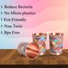 Copper Printed Design 250ML Water Glass with Rust Proof Protection for Home and Office Use Ayurveda and Yoga Health Benefits Glass Set of 6