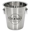 [A3483] - Ведро для шампанского - Ведро для бутылок из нержавеющей стали, хромированное, Wines Cocktails Spirits - 22 см