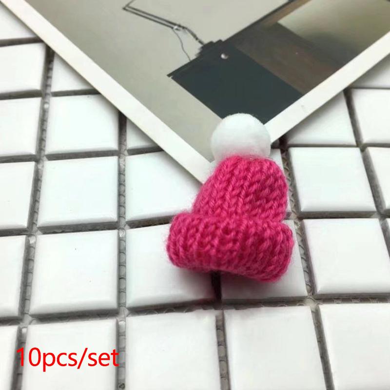 10 шт. Мини-вязаные шапки, рождественская шапка, шерстяная кукольная шапка для рождественских украшений, материалы для шитья и рукоделия, украшения для рождественской елки
