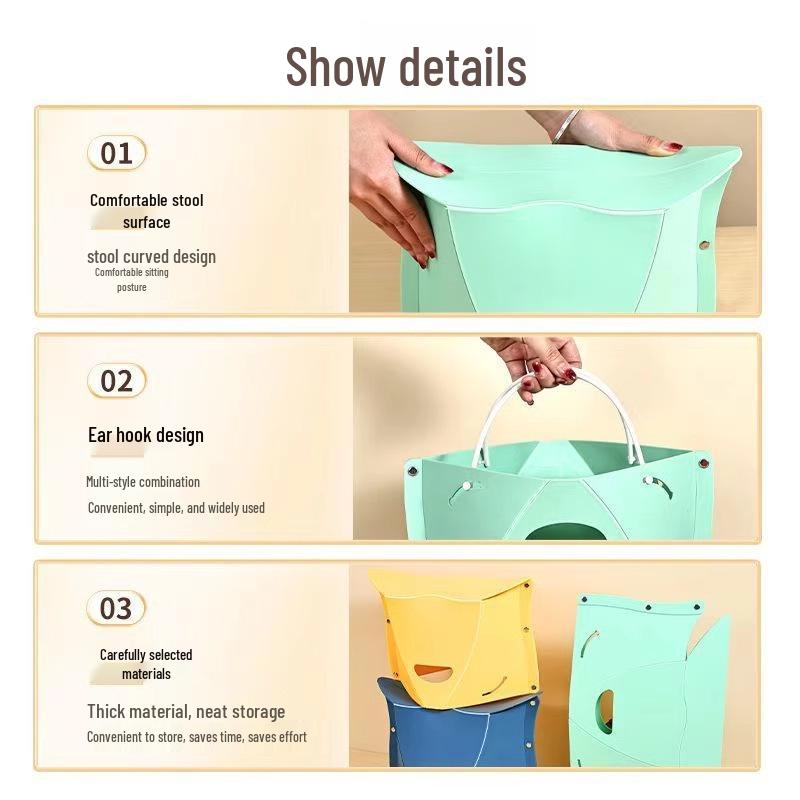 Jin Fu Портативный складной пластиковый табурет для путешествий и использования на открытом воздухе