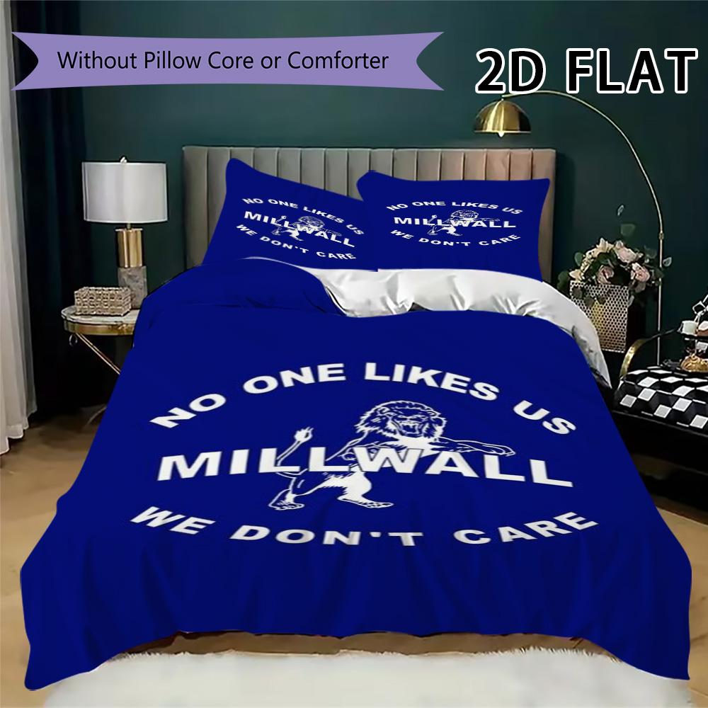 Millwall FC Pattern Bedding uilt Set uilt Cover Pillowcase Home Decoration Birthday Gift (1 * duvet cover + 2 * pillowcase without core)
